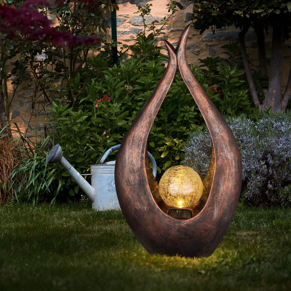 LED Solarleuchte Bronzefarben mit Glaskugel Höhe 50 cm