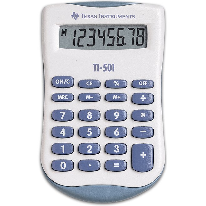 Calculatrice texas instruments poche ti-501 mémoire touche pourcentage pile 56x91x11mm 28g