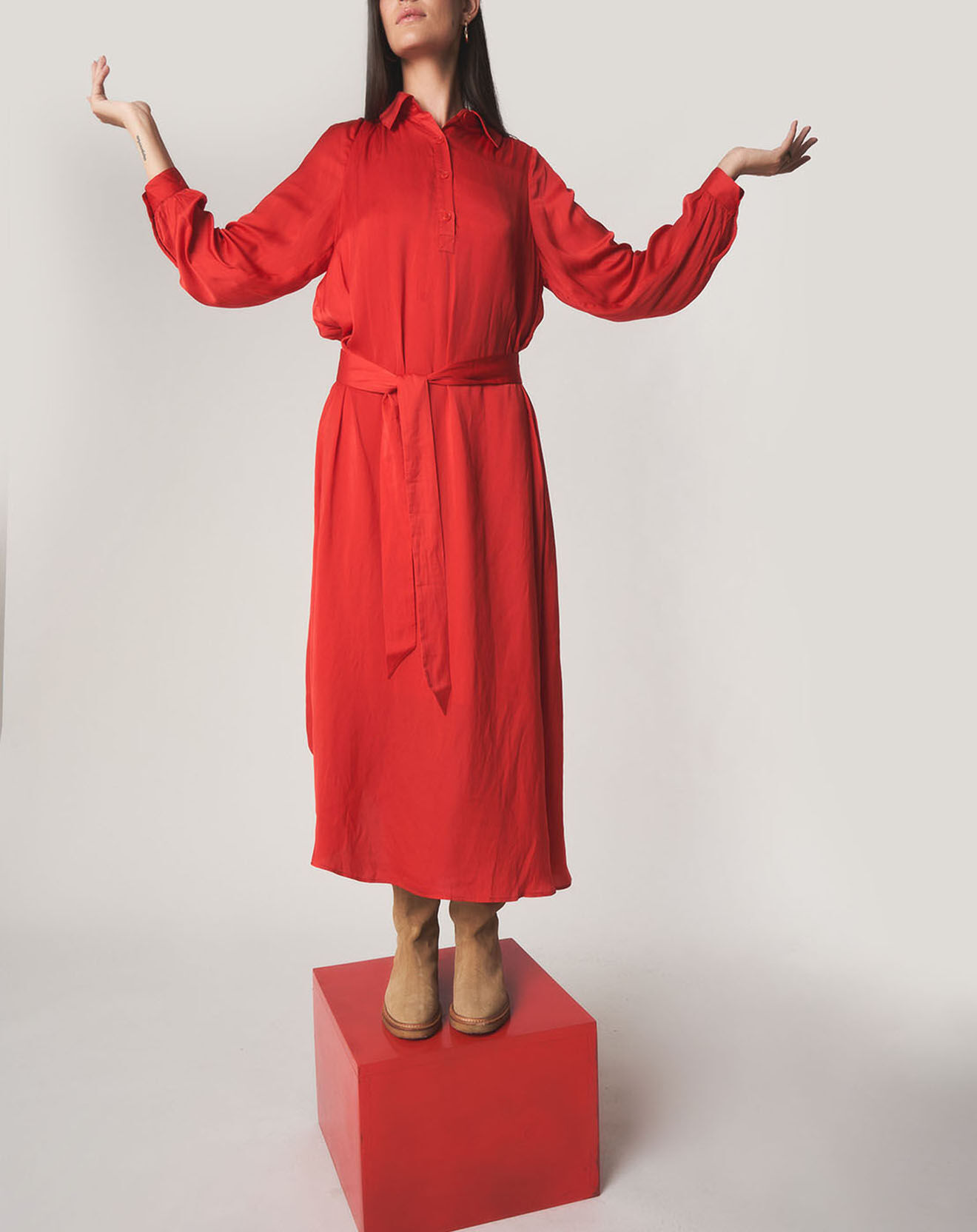 Stella Forest Robe chemise midi Judy rouge