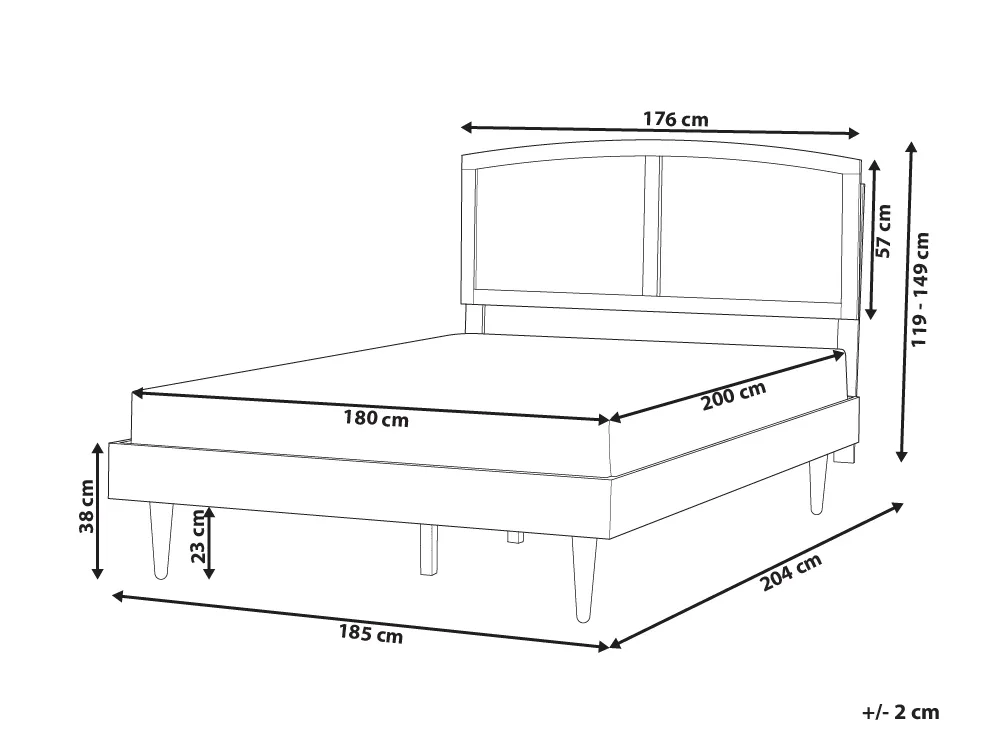 Bed met LED-verlichting Rotan VARZY 180 x 200 cm Bruin