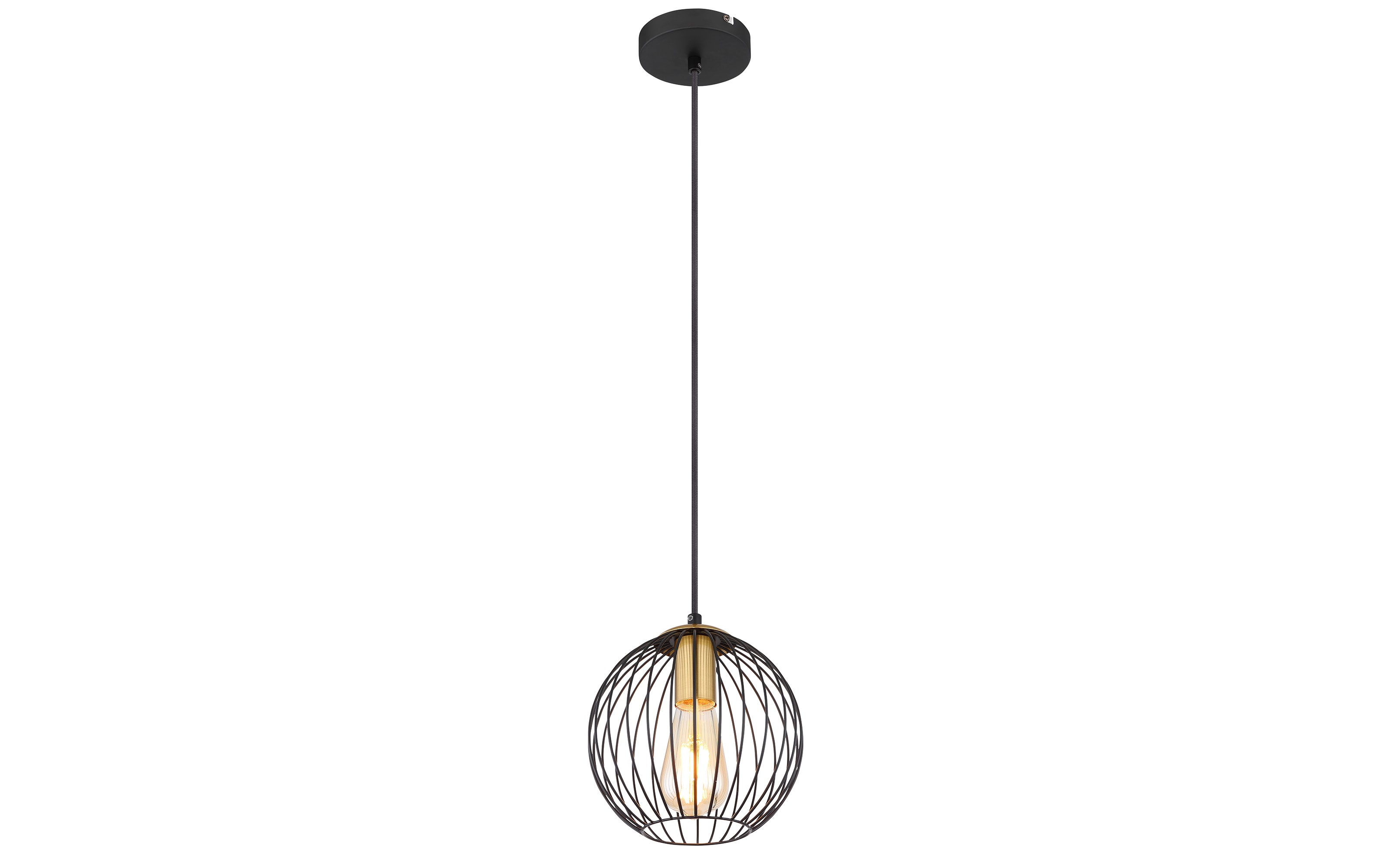 Pendelleuchte Eusebius, schwarz/messing, 1-flammig, 20 cm