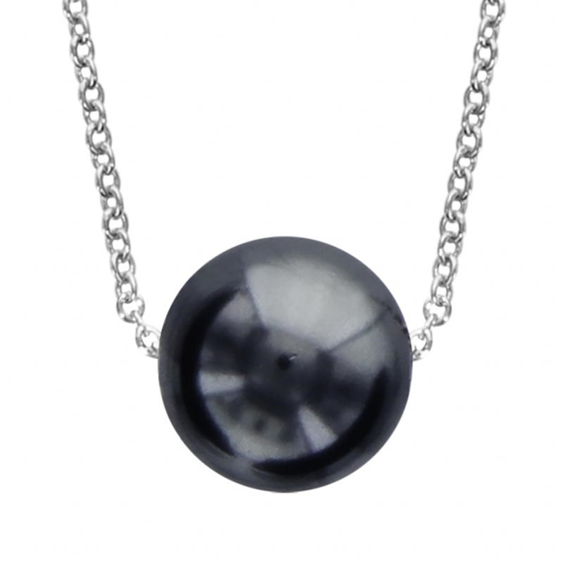 Collier argent et perle grise