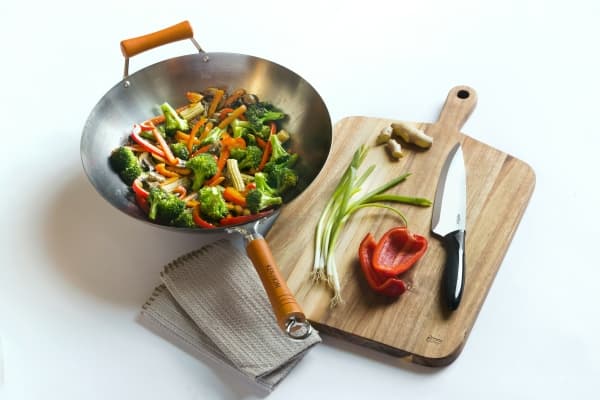 Ken Hom Excellence, Rund, Wok-/stekepanne, Stål, Tre, Kull stål, 36 cm
