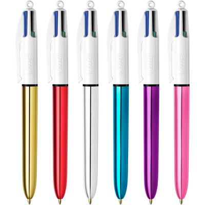 BIC 4 Couleurs Shine - Stylo à bille 4 couleurs - corps or