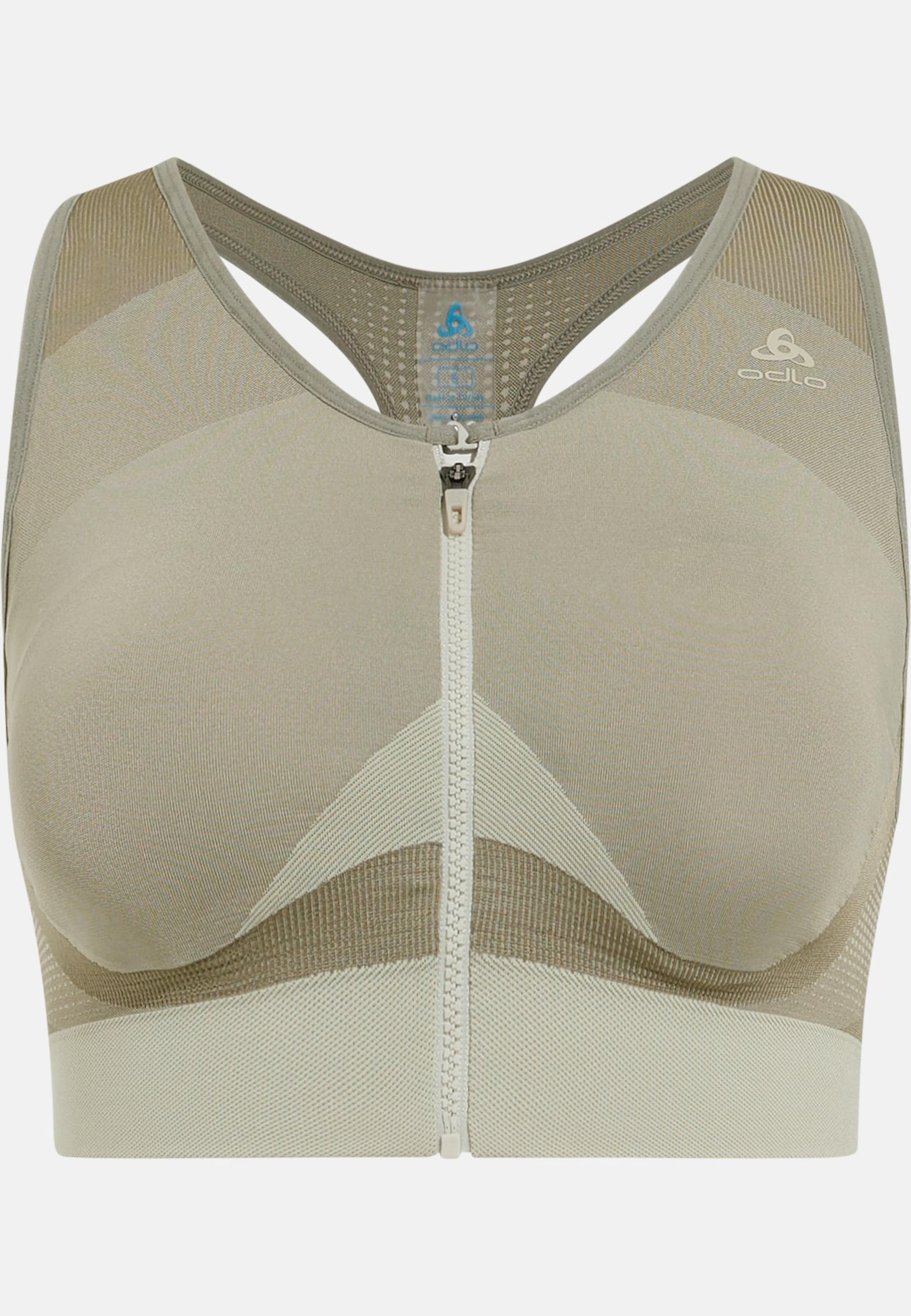 Seamless Sport-BH mit Reissverschluss und starkem Halt in agate gray - vetiver