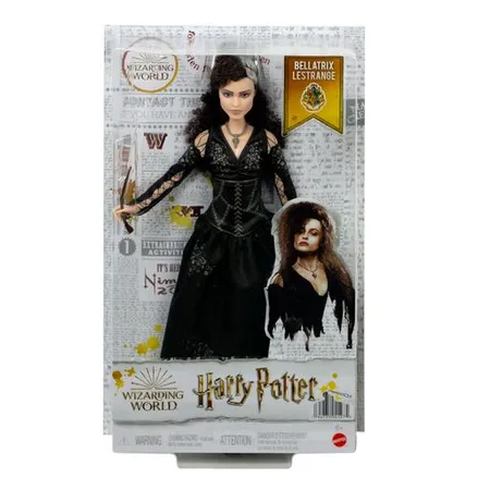 Mattel Harry Potter Bellatrix Lestrange Puppe (ca. 25 cm) mit Zauberstab, Geschenk für Kinder ab 6 Jahren