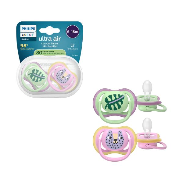 Philips Avent Ultra Air Fopspeen - 6-18 Mnd - 2 Stuks - Plant-based