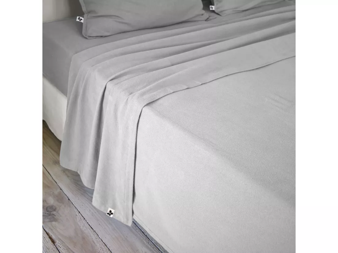 Drap plat flanelle unie 240x300 Gris clair