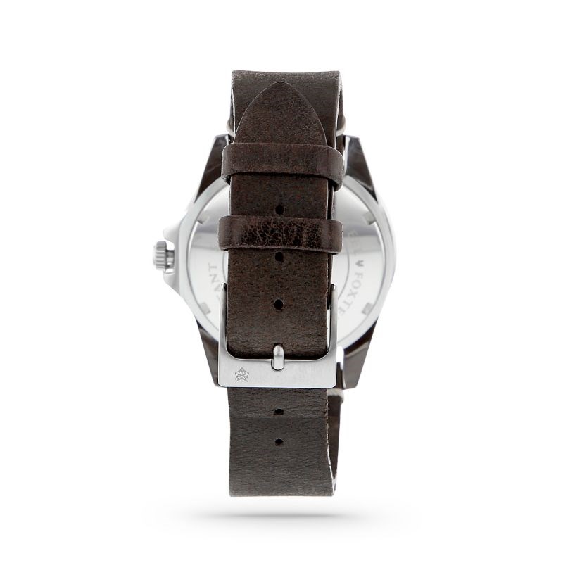 Montre Homme Foxter Sixties bracelet cuir noir, boitier acier et fond noir - SIXTIES4