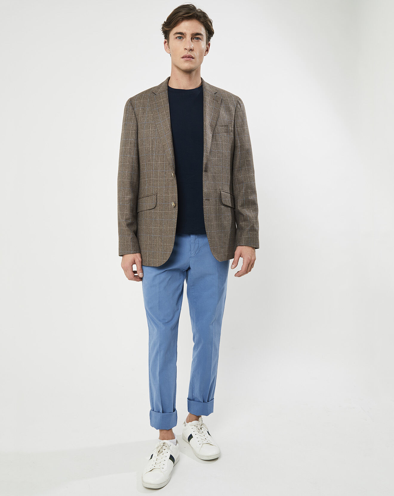 Hackett London Veste en Laine & Soie à carreaux marron