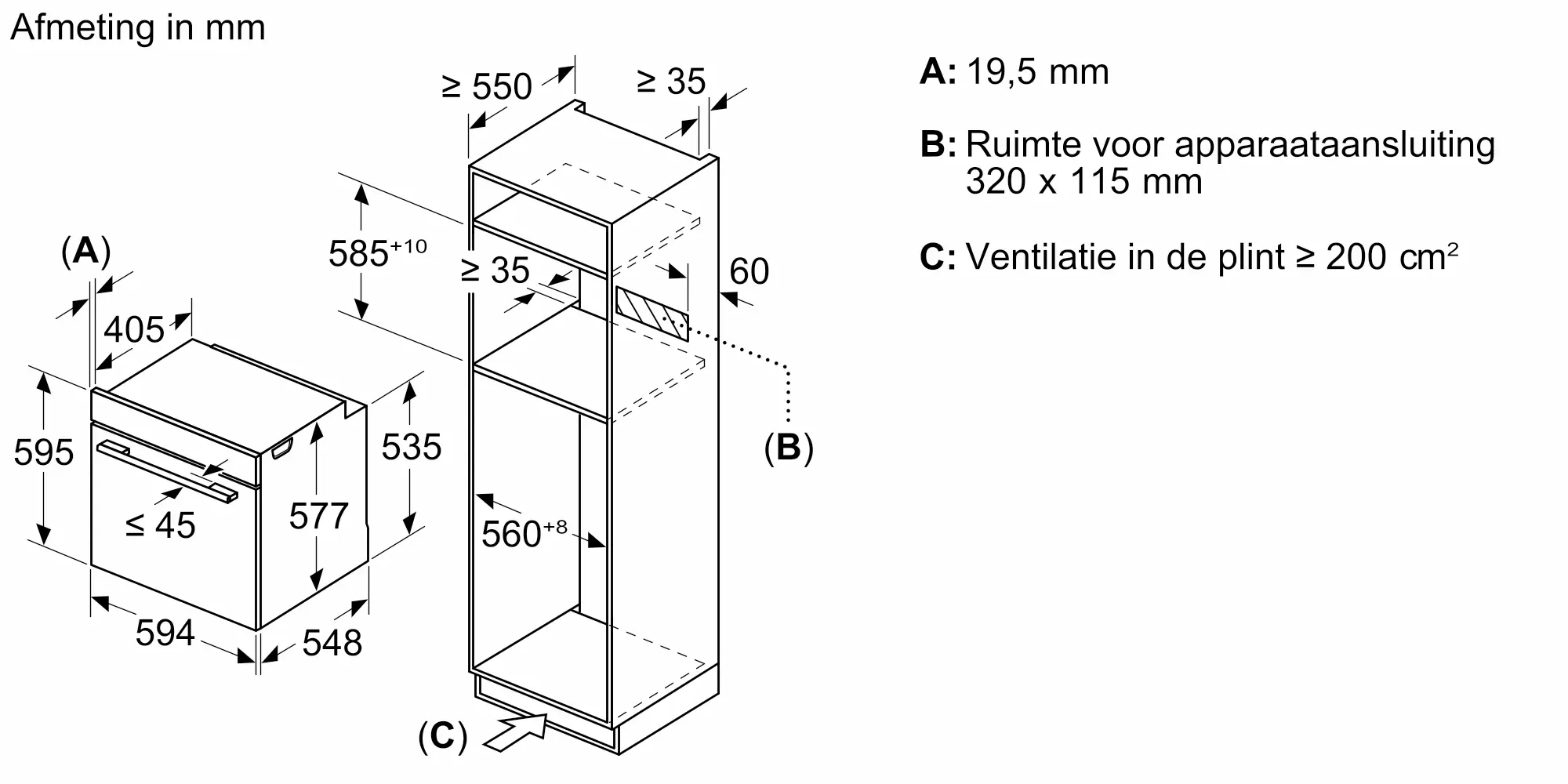Serie 8 Bakoven met magnetron 60 x 60 cm Zwart