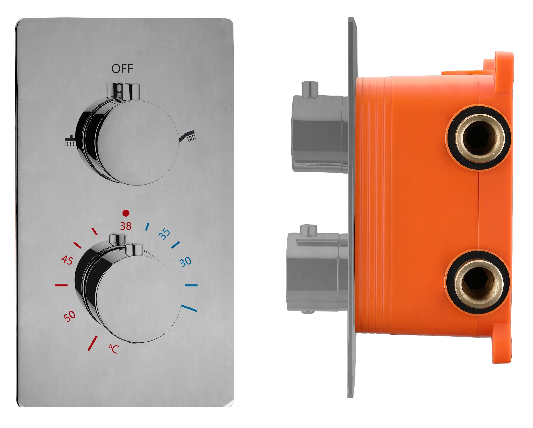Best Design Ore Garand 2-weg inbouw douchethermostaat met inbouwbox RVS