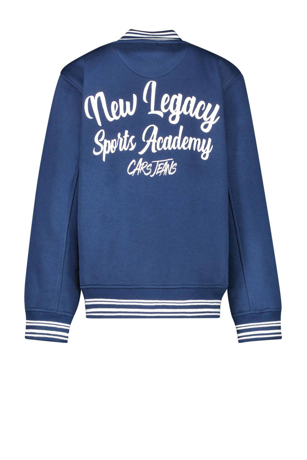 Cars sweatvest BRAVES met backprint blauw/wit