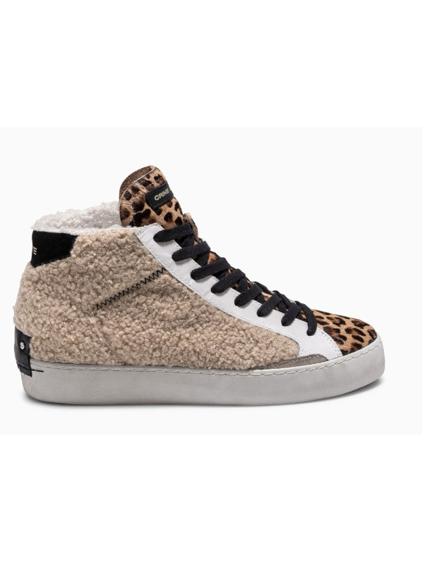 Sneakers HIGH TOP DISTRESSED Beige - Crime London