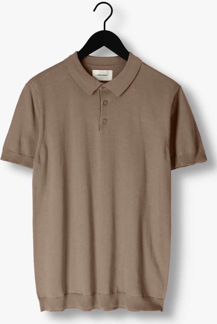 PURE PATH taupe pure path polo knit polo with chestprint