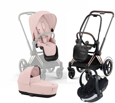 Cybex e-Priam Duovogn inkl. BeSafe iZi Go Modular X2, Peach Pink/Rose Gold