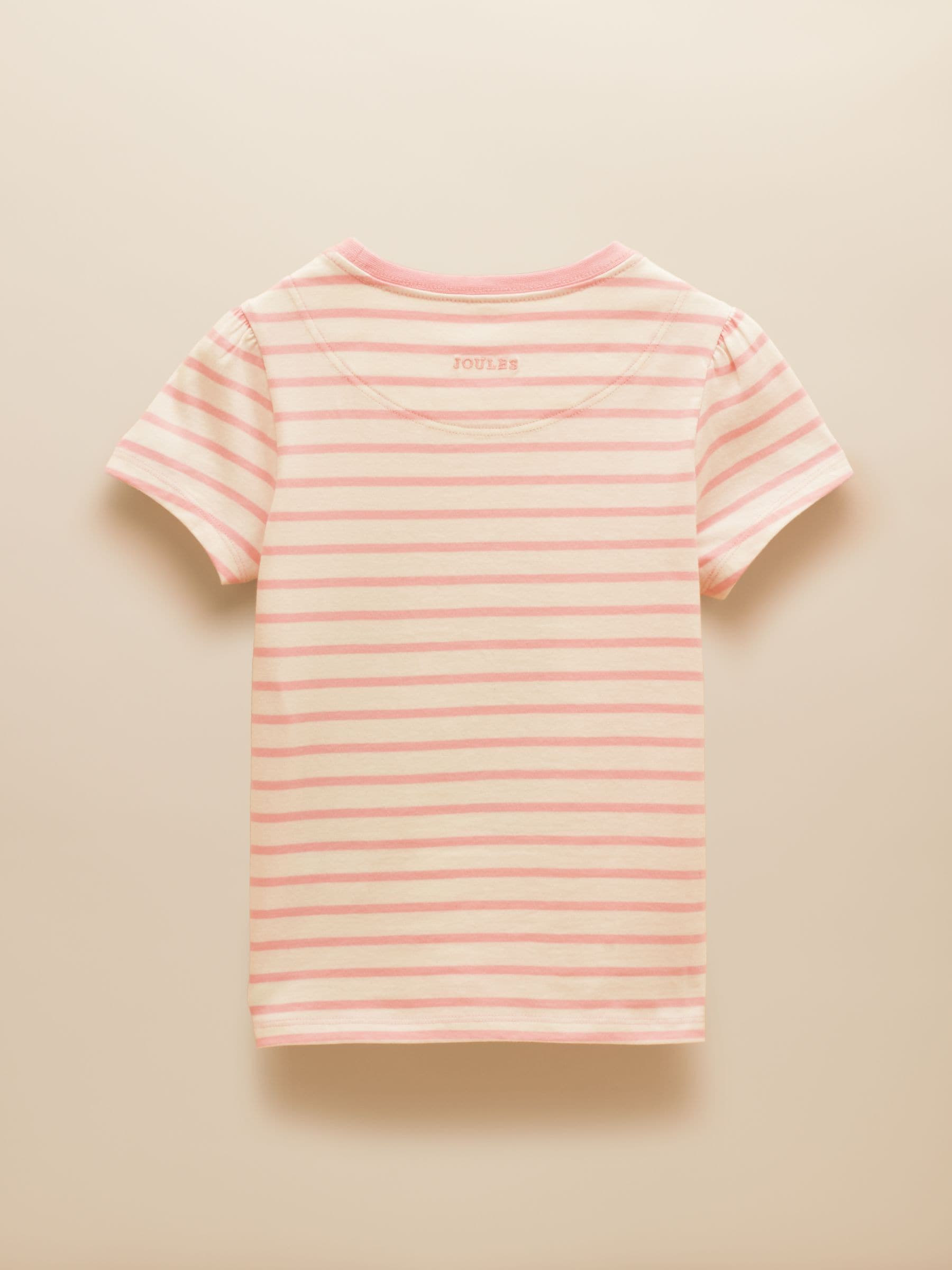Pink Stripe Horse - Joules Girls' Astra Applique Cotton T-Shirt