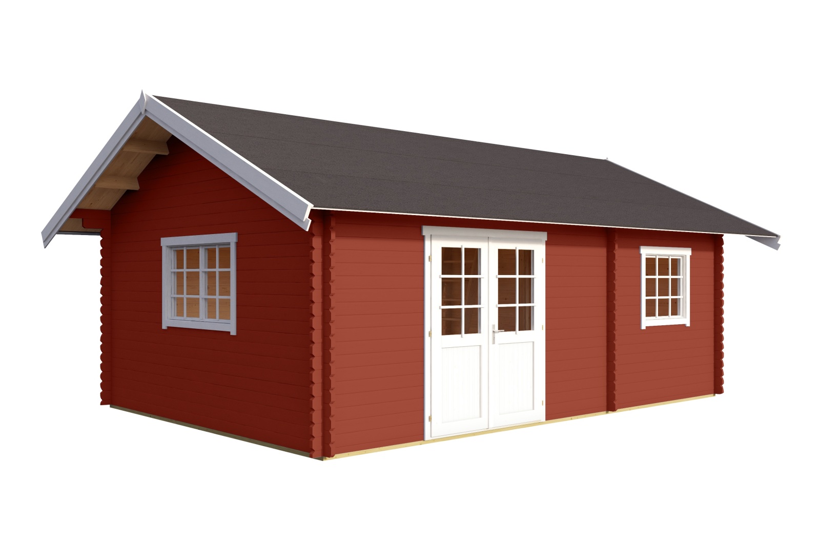 Gartenhaus CAROLINE SET SILBER - schwedenrot - Fichte massiv - 575x390 cm