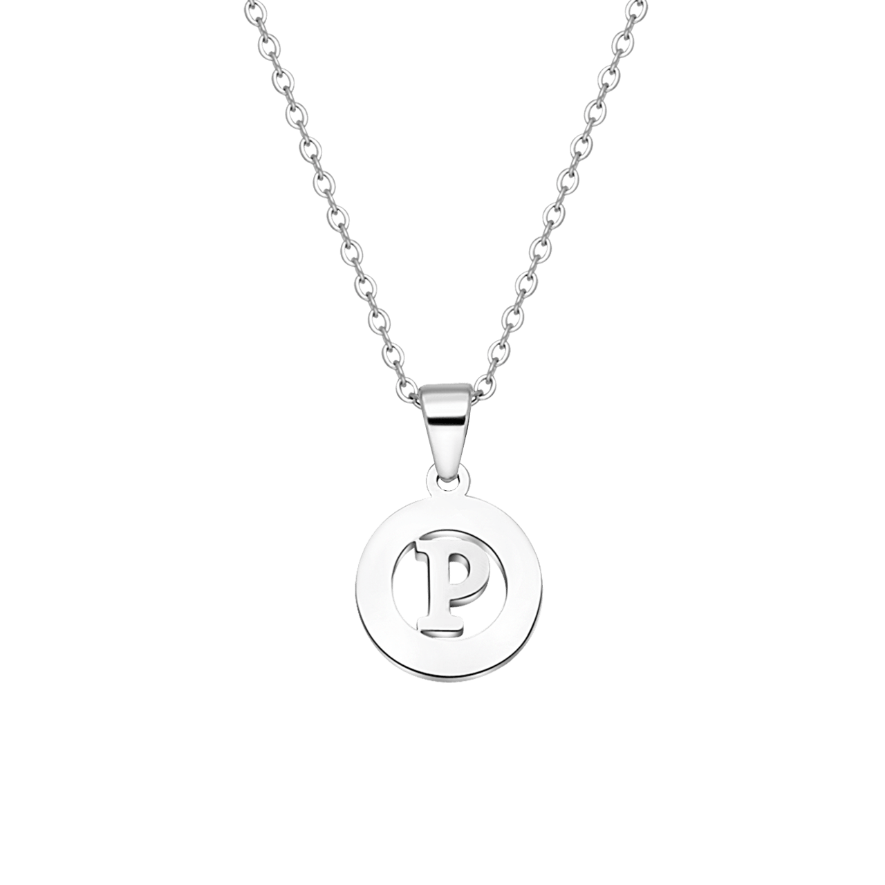 Stalen ketting met letter - P
