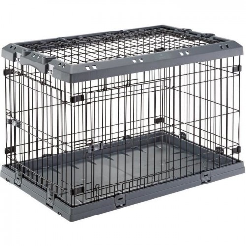 Caixa de transporte para cães Ferplast preta com abertura superior