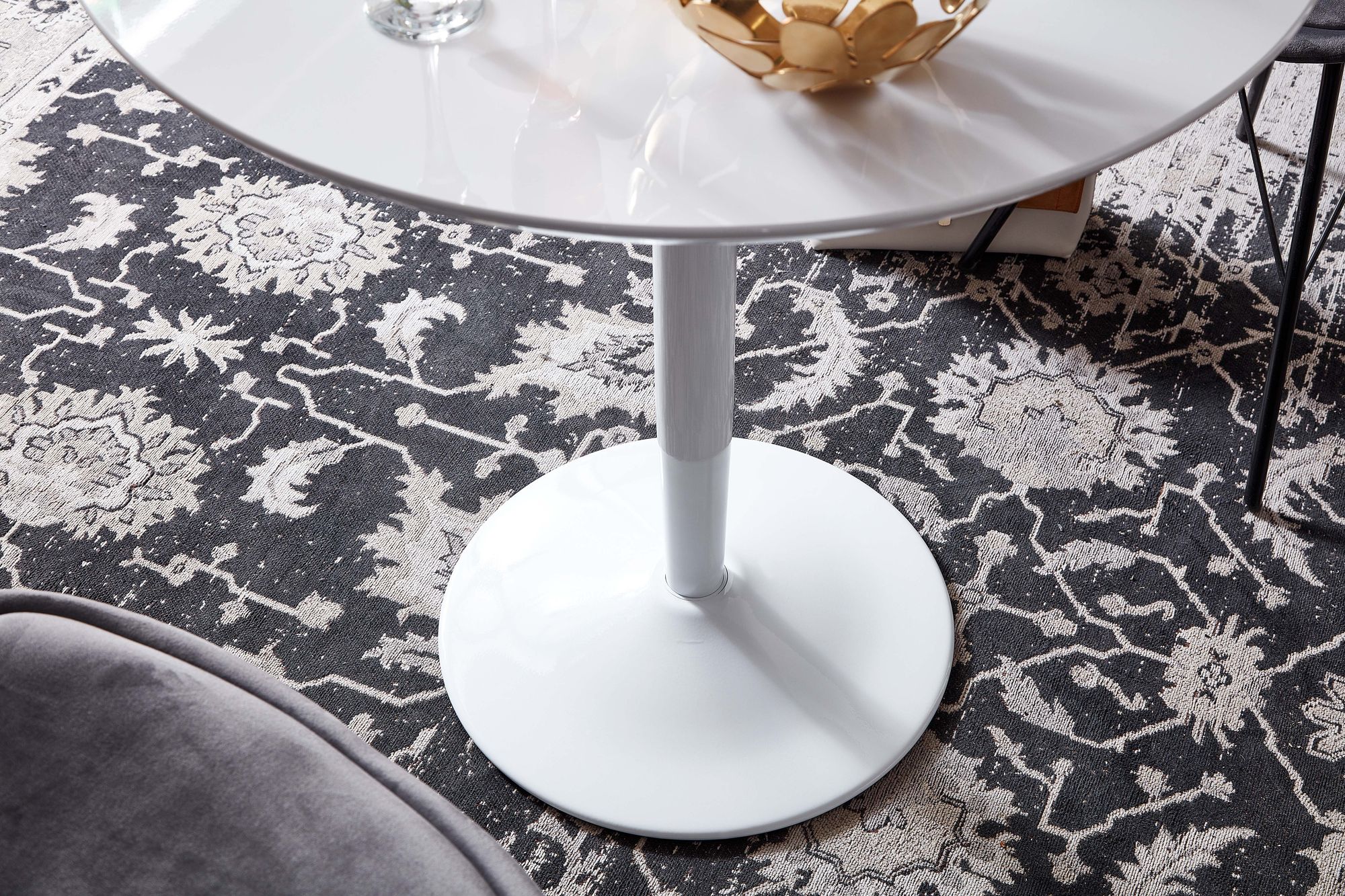 Esstisch FineBuy Esszimmertisch Rund 75x75x74cm Weiß Hochglanz Küchentisch Tisch