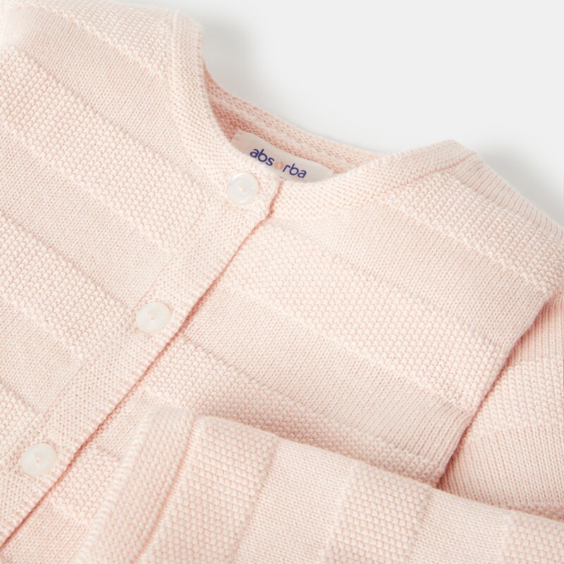 Cardigan maille tricot rose naissance Absorba Rose