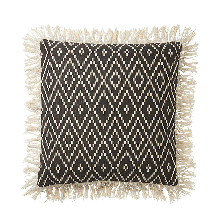 Coussin tissé Blooma Denia noir et blanc 45 x 45 cm
