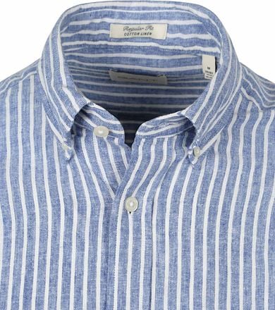 Gant Casual Overhemd Streep Linnen Blauw 3250038-407 kopen