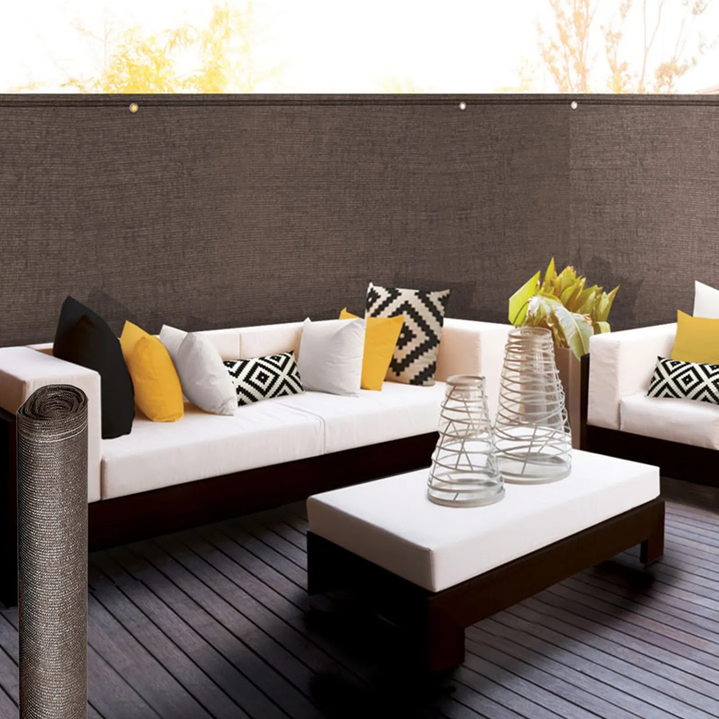 Brise vue renforcé 1,8 x 10 M taupe 220 gr/m² luxe PRO