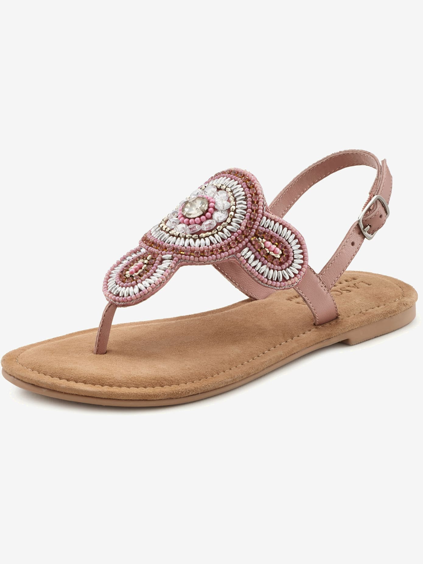 Tongs sandales avec petites pierres fantaisie et perles décoratives