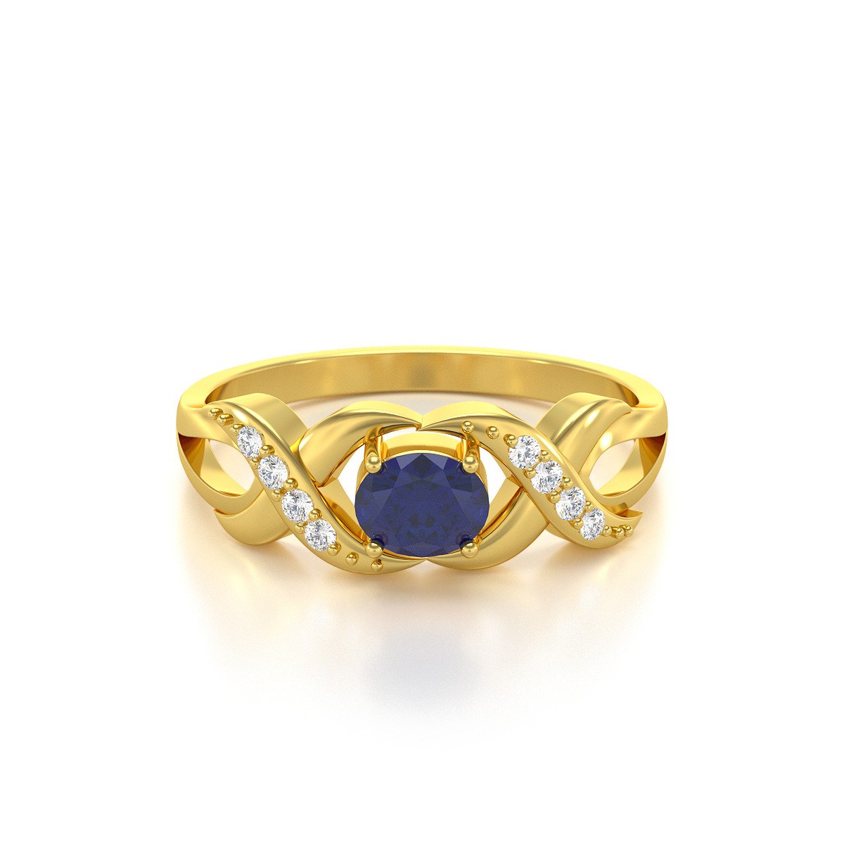 Bague ADEN Or 585 Jaune Saphir et diamants 2.684grs