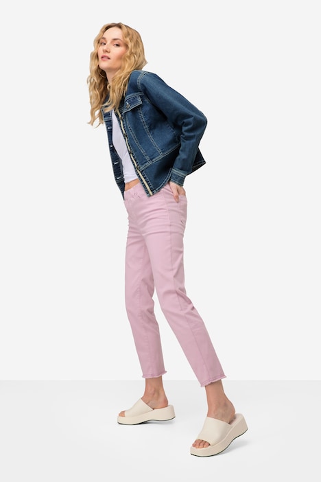 7/8-Slimhose, schmale Passform, 4-Pocket, Fransensaum, mit recyceltem Polyester