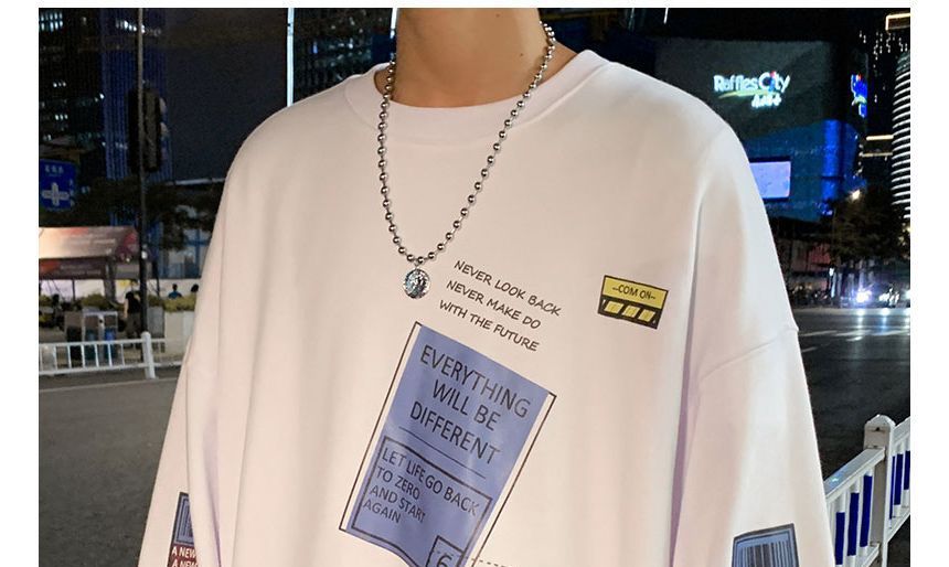POSI - Losse sweatshirt met ronde hals en letterprint