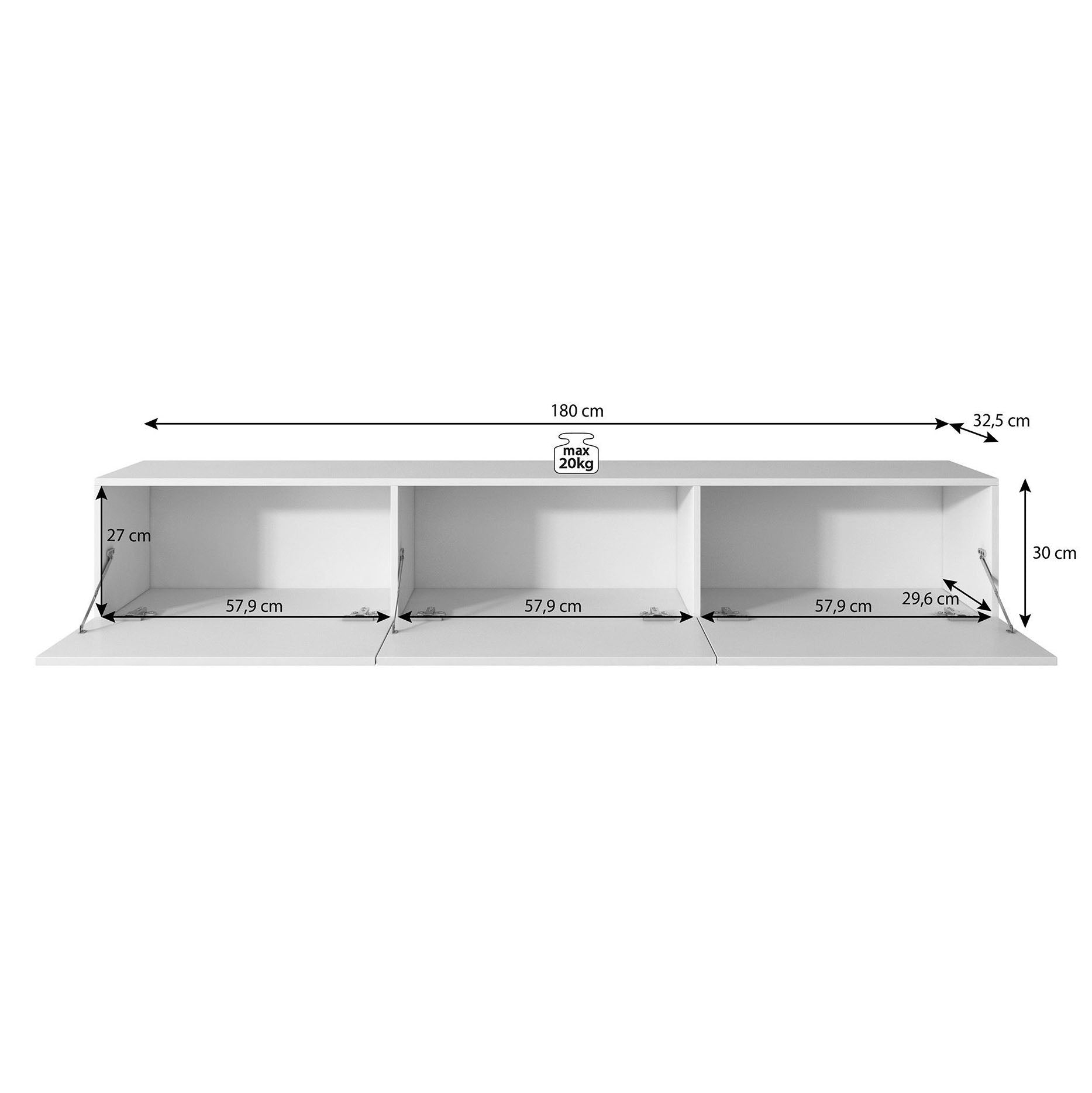 Meubella - TV-Meubel Bonzo - Wit - 180 cm
