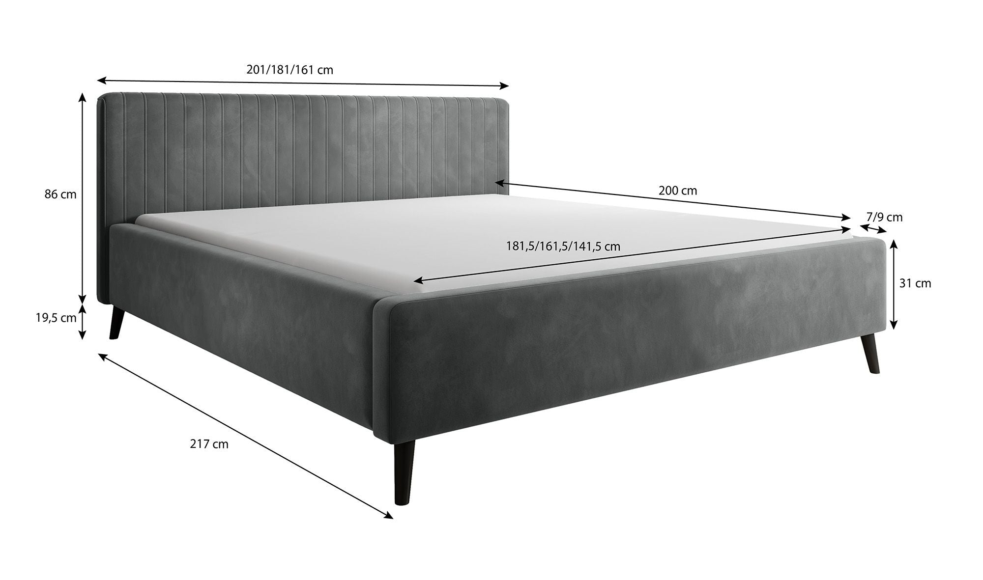 Jackson - Tweepersoonsbed - Velvet beige - 160x200 cm