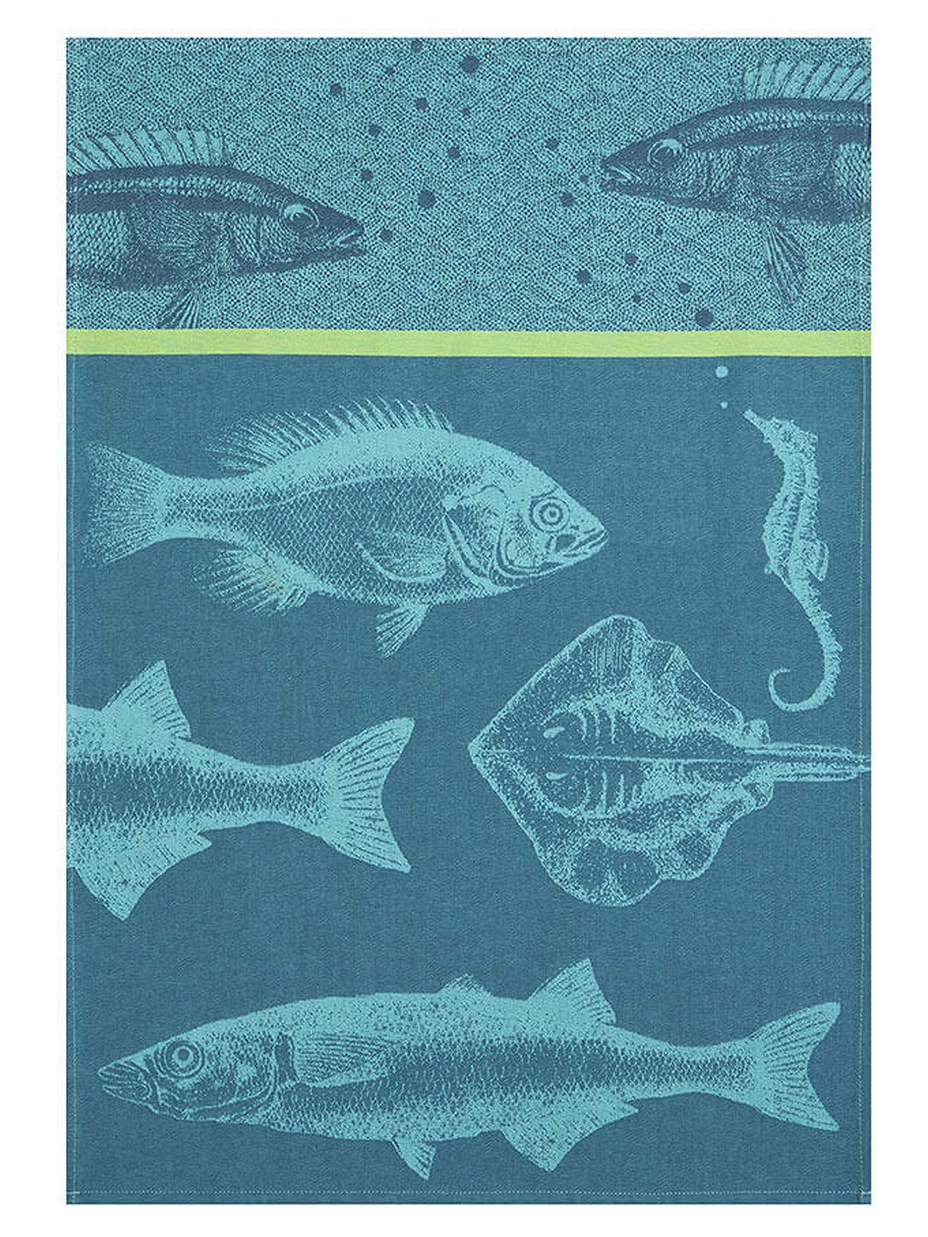 Lot de 2 torchons crabe et poissons