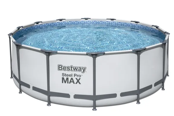 Bestway 5612X, 15232 L, Indrammet pool, Voksen & barn, Stige, Grå, Hvid, 54 kg, Diameter 427 cm, Højde 122 cm