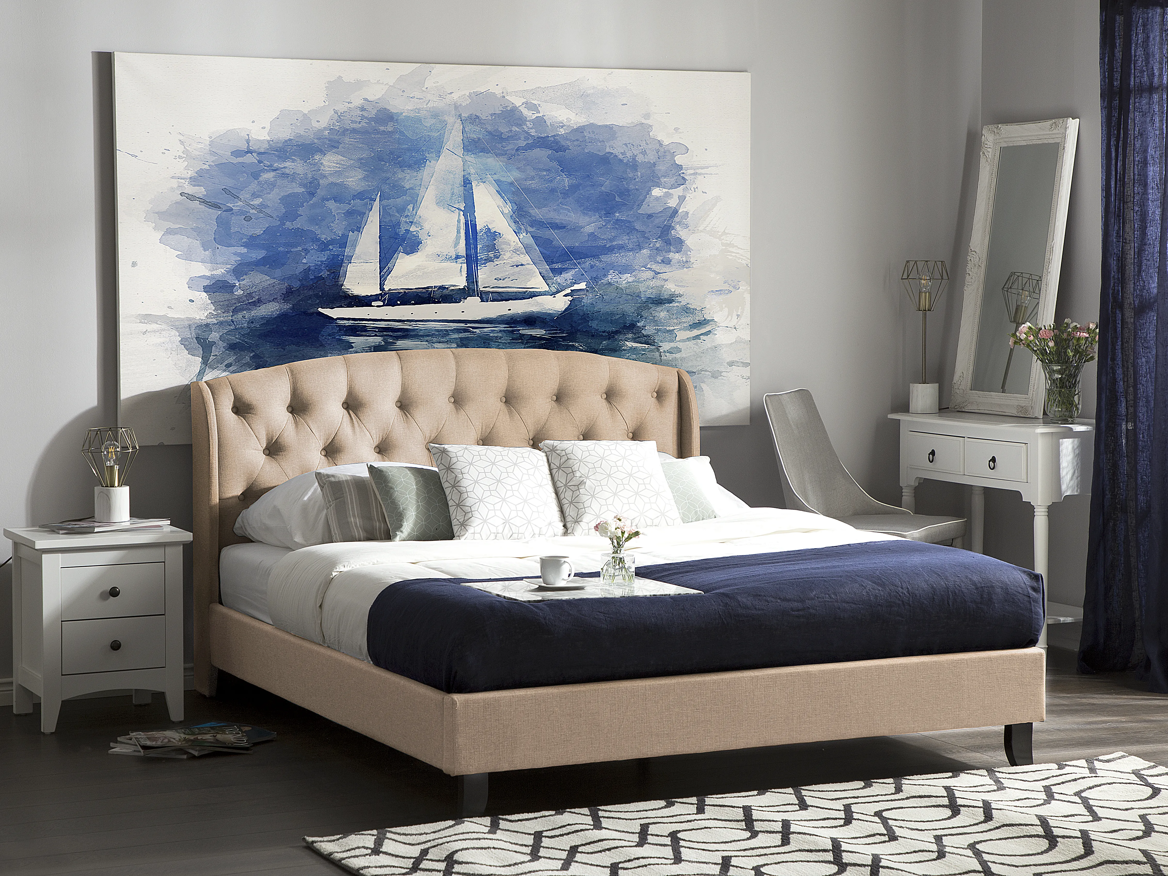 Bed Stof BORDEAUX 140 x 200 cm Beige