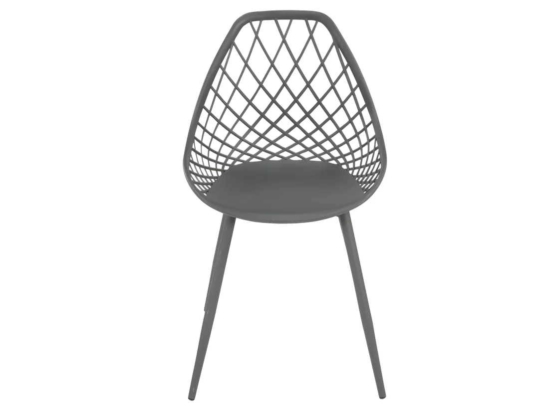 Lot de 2 chaises de jardin en polypropylène avec pieds en métal - Anthracite - MALAGA de MYLIA