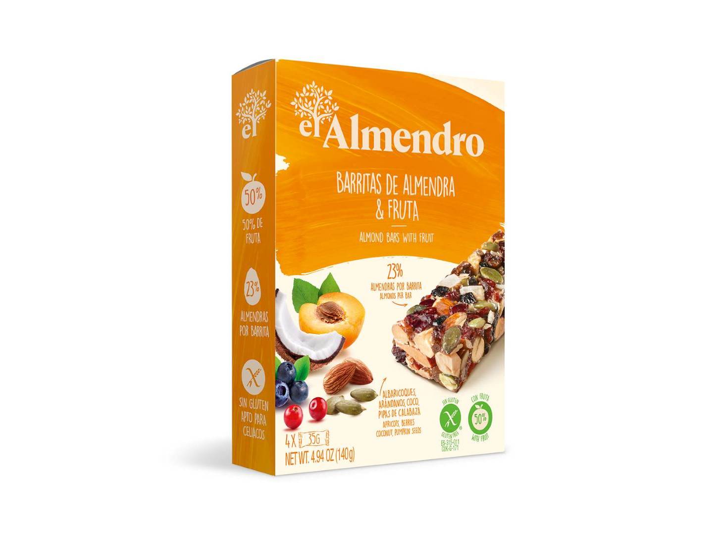 BARRAS DE CEREAIS EL ALMENDRO AMÊNDOA E FRUTAS 140G