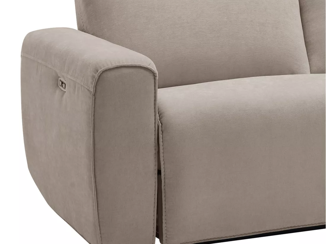 Canapé 3 places relax électrique en tissu beige LORGITA
