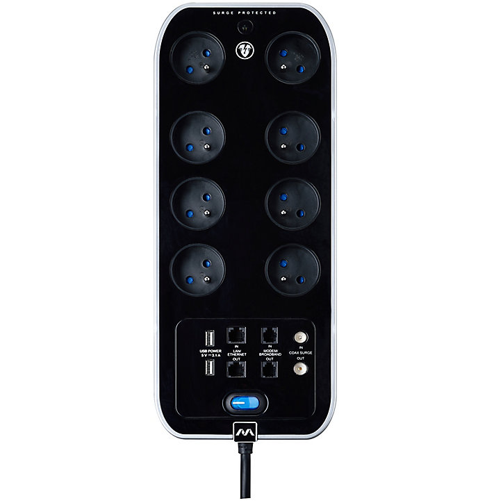 Multiprise 8 prises USB 2m noir