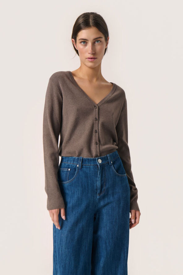 Soaked in Luxury SLPina V-Neck Cardigan Major brown melange
