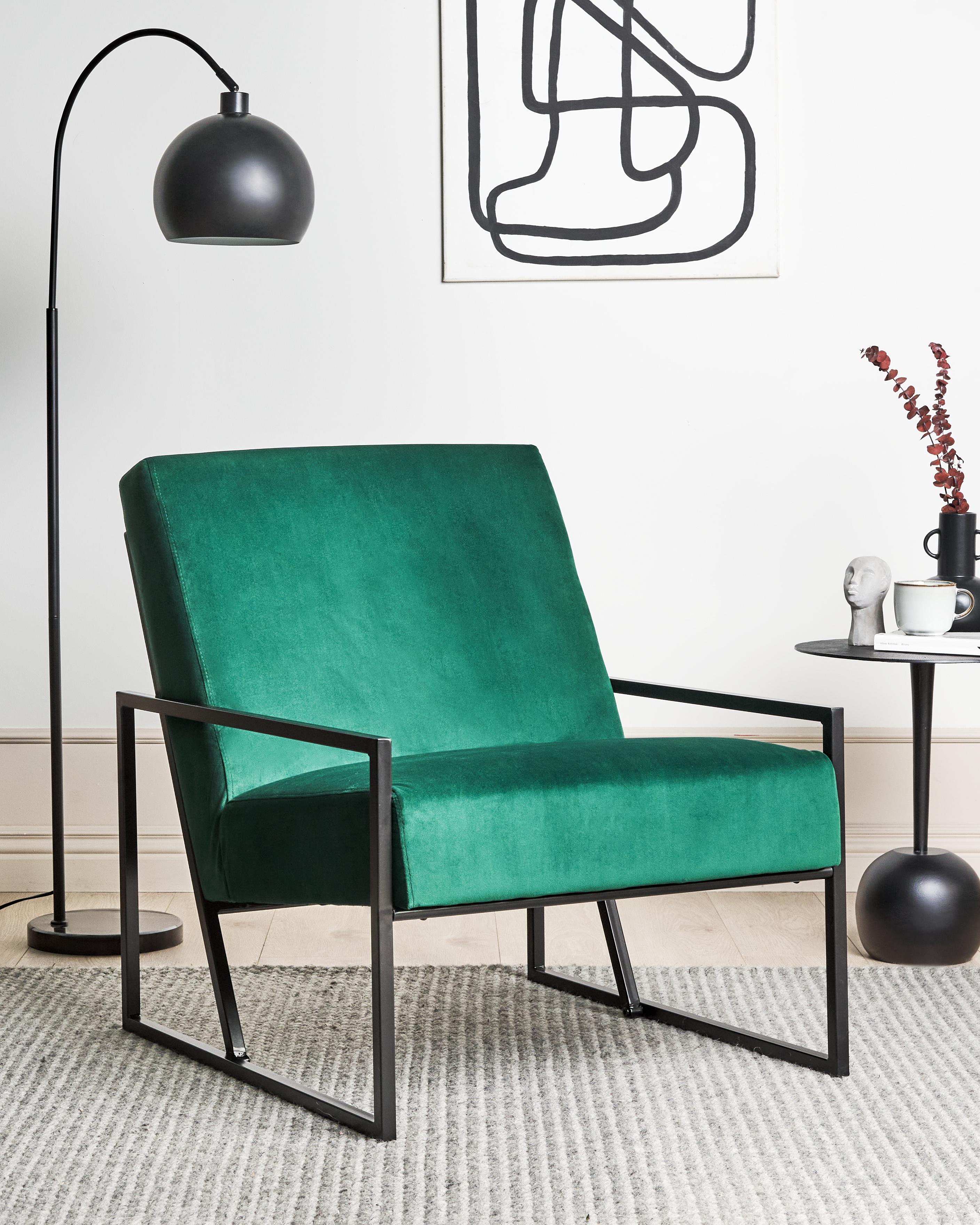 Fauteuil DELARY Fluweel Smaragdgroen