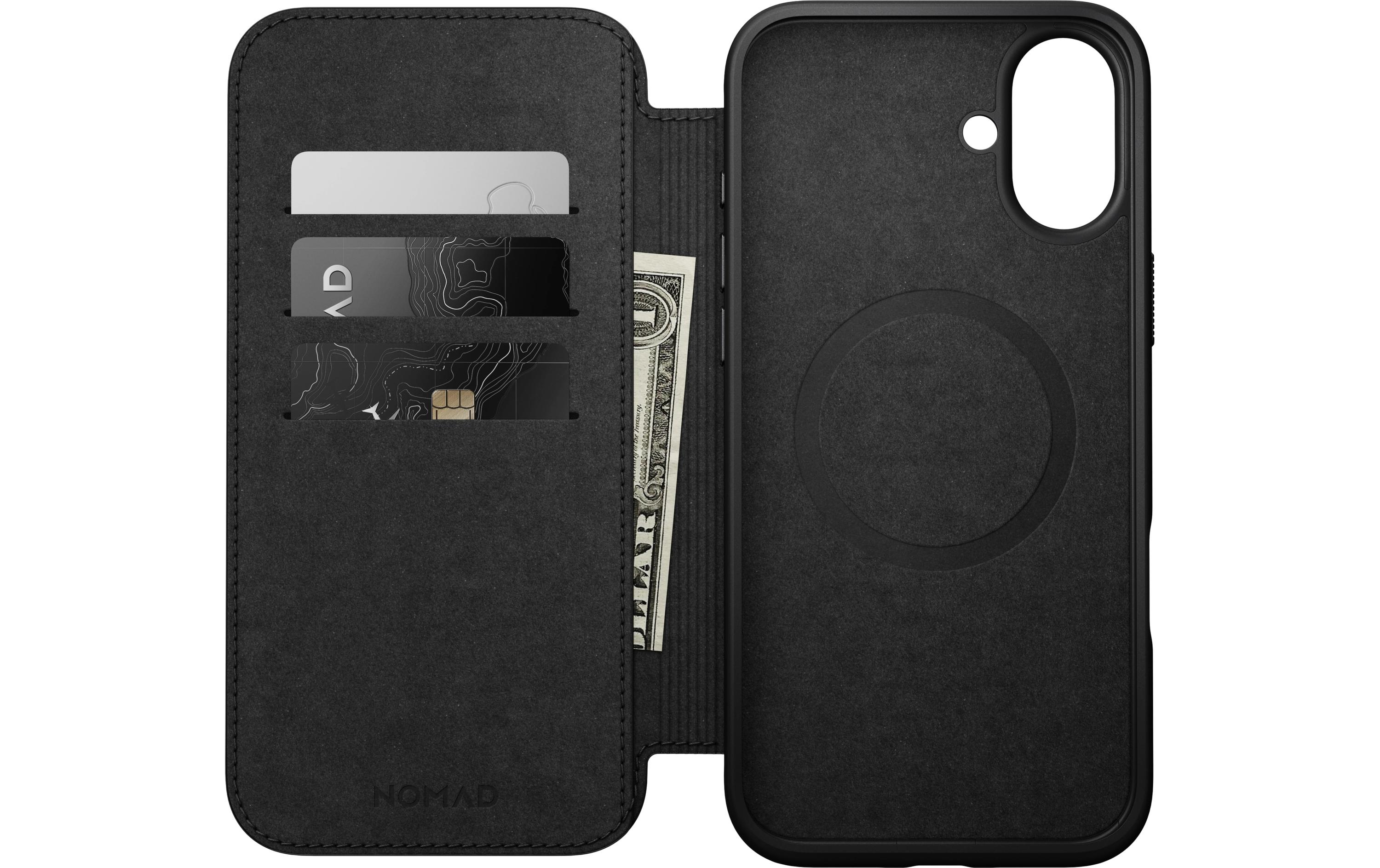 Book Cover Modern Leather iPhone 16 Plus BraunModernes Leder Folio für das Apple iPhone 16 Plus