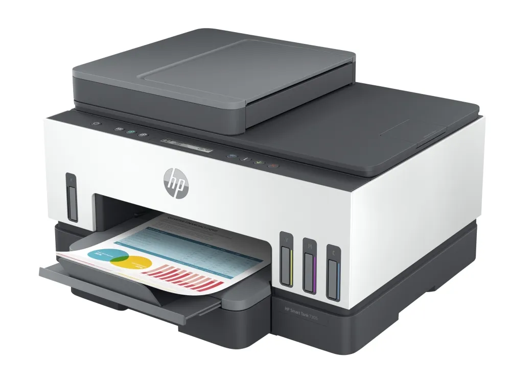 HP Smart Tank 7305 All-in-One - Multifunktionsprinter - farve - blækprinter - kan genopfyldes - Letter A (216 x 279 mm)/A4 (210 x 297 mm) (original) - A4/Legal (medie) - op til 13 spm (kopiering) - op til 15 spm (udskriver) - 250 ark - USB 2.0, LAN,