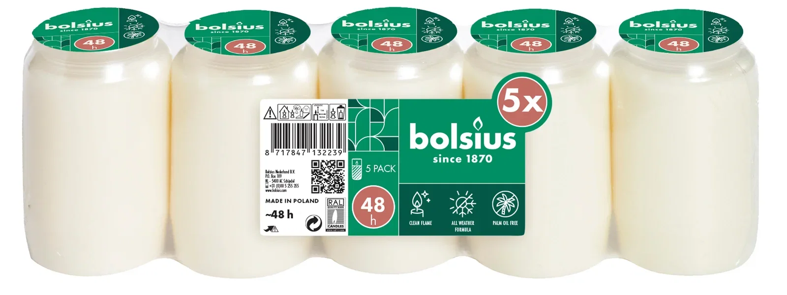 Bolsius Gravlys 48 timer 5 pk