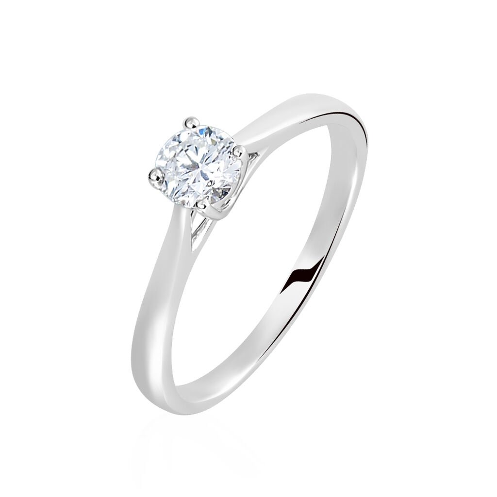 Bague Solitaire Fiona Or Blanc Diamant Synthetique