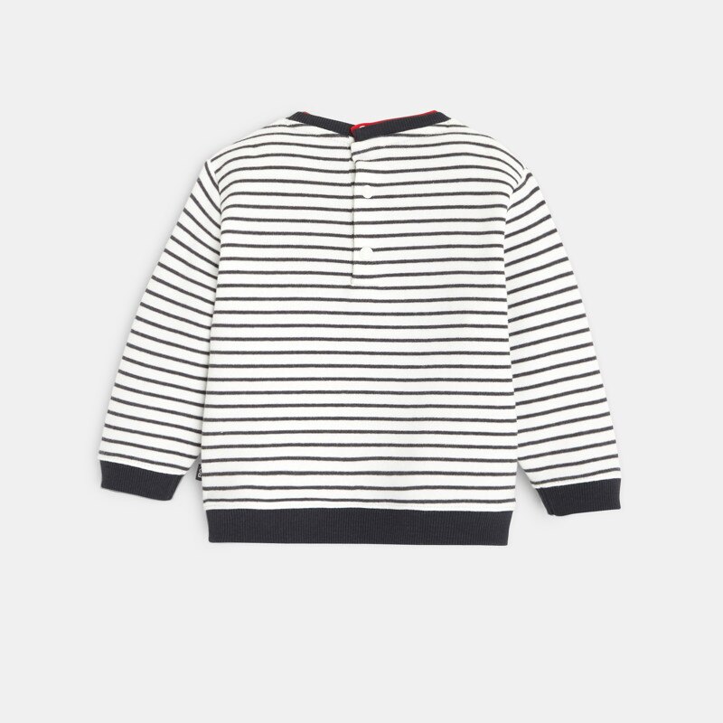Sweat rayé molleton coton bio à motif panda gris bébé garçon Gris ou noir