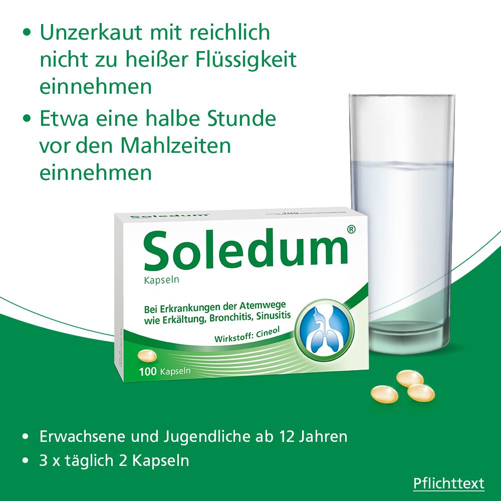 Soledum® Kapseln bei Erkältung, Bronchitis & Sinusitis
